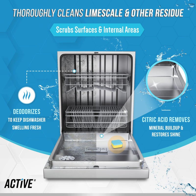 Active Dishwasher Cleaner And Deodorizer Tablets - 24 Pack Deep Cleaning Descaler Pods for Dish Washer Machine, Heavy Duty, Septic Safe, Natural Limescale Remover, Calcium, Odor, Smell - 12 Month Supply - Image 3